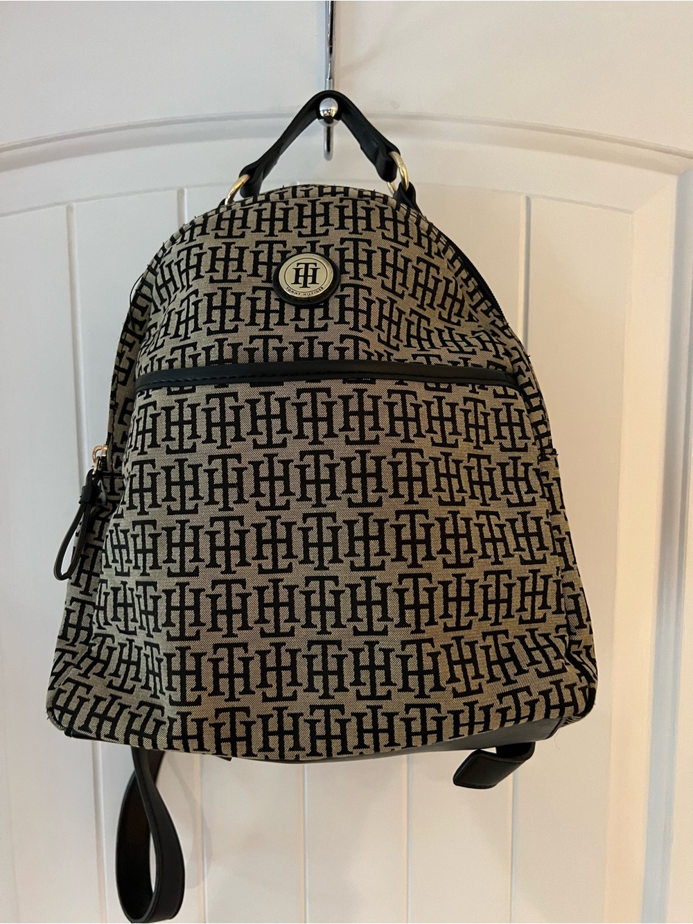 Tommy Hilfiger Black & Khaki Signature Monogram Backpack